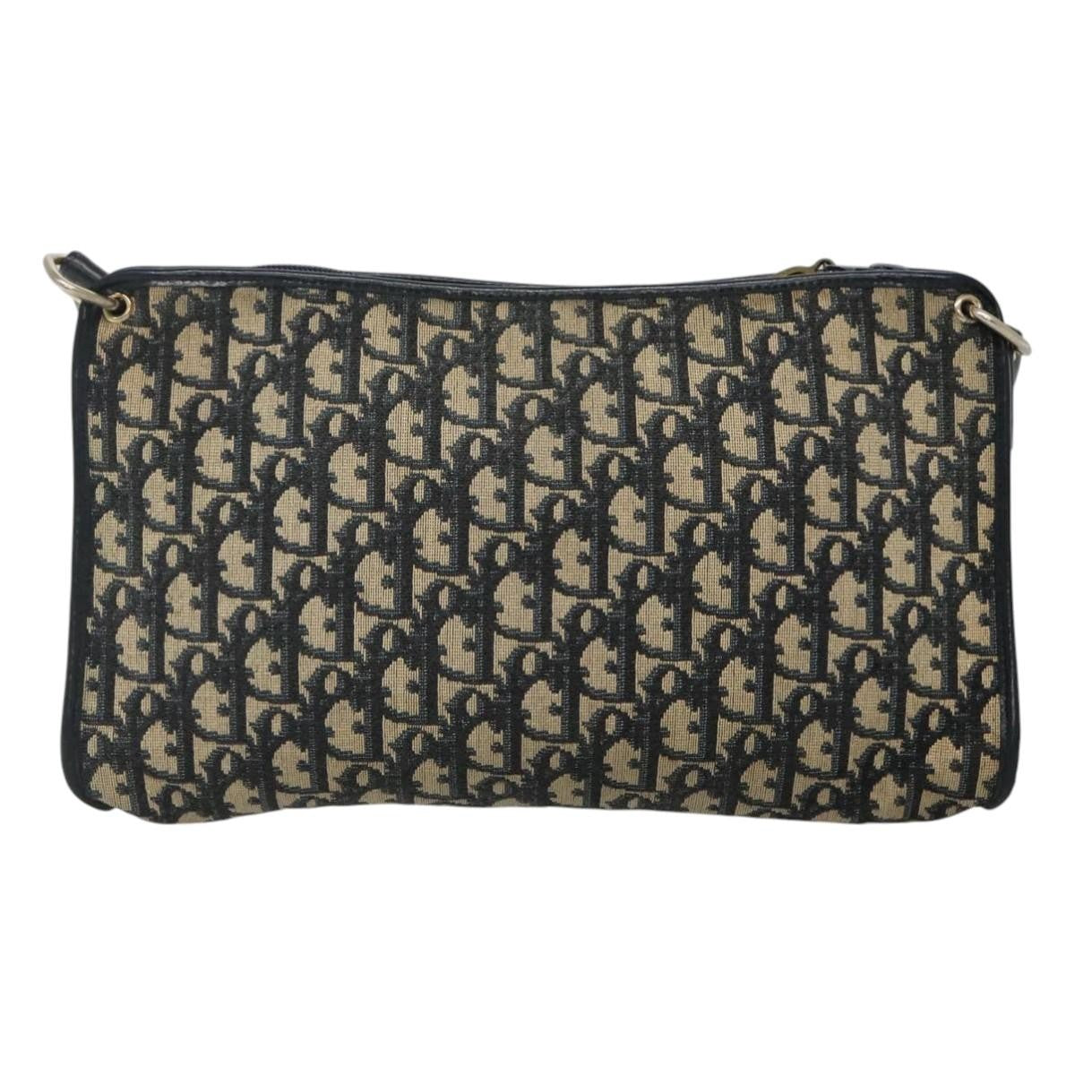 Christian Dior Vintage Trotter Shoulder Bag Canvas, NAVY, CANVAS, Shoulder bag