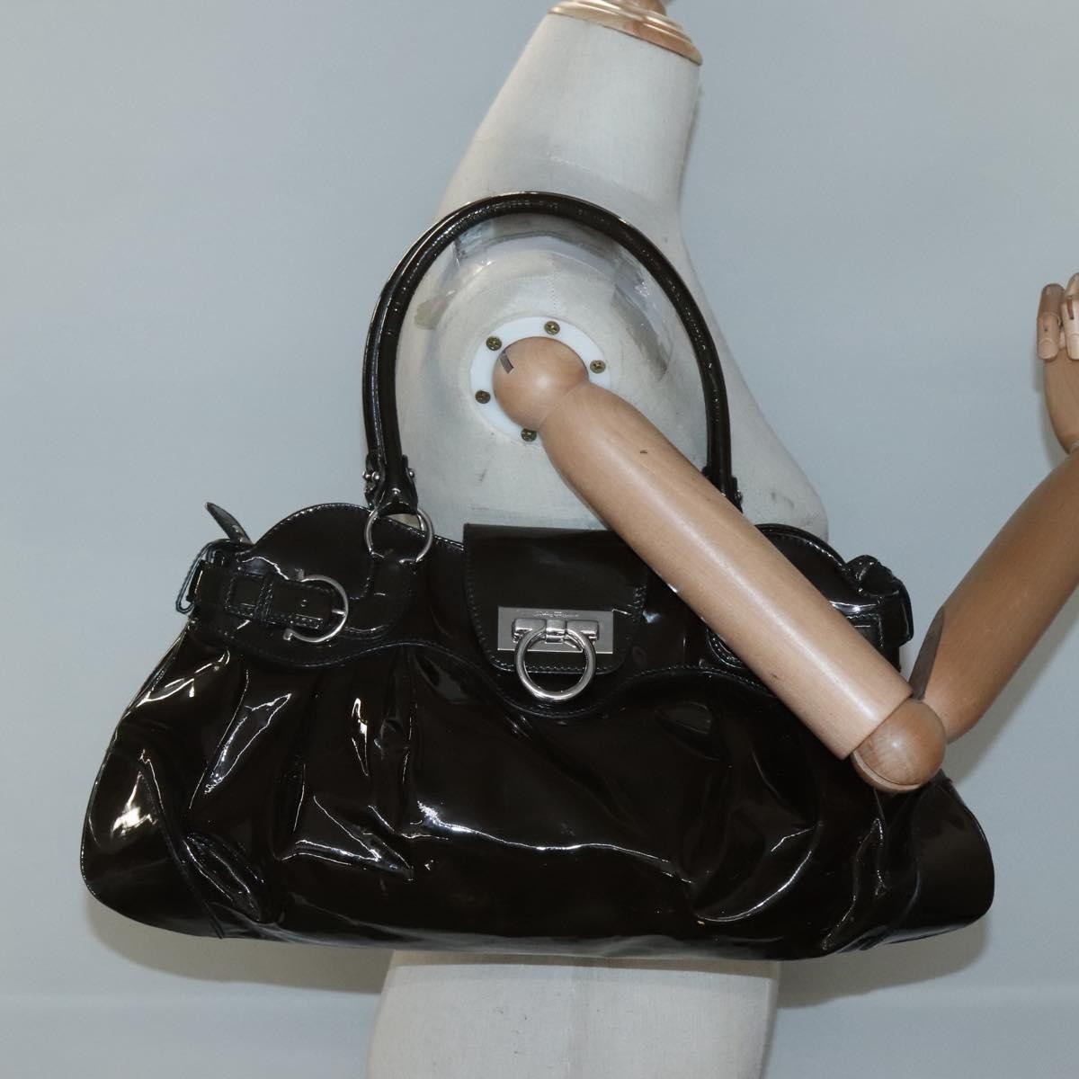 Salvatore Ferragamo Marisa Satchel Patent leather, BROWN, PATENT_LEATHER, Tote bag