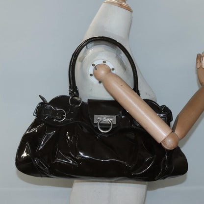 Salvatore Ferragamo Marisa Satchel Patent leather, BROWN, PATENT_LEATHER, Tote bag