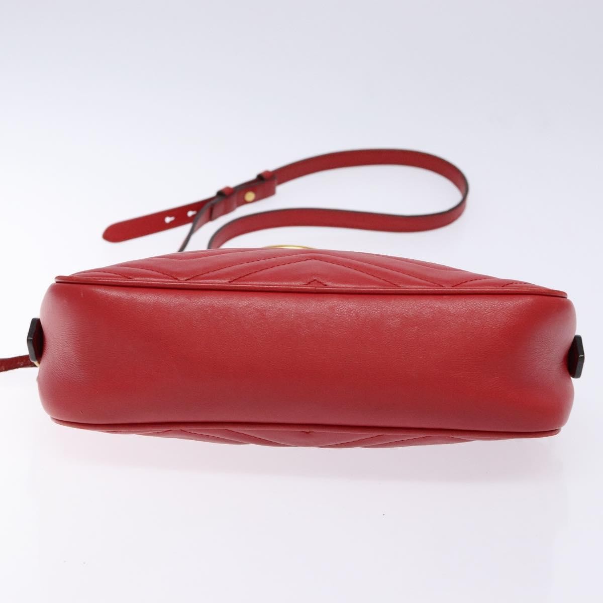Gucci GG Marmont Monochrome Shoulder Bag Matelasse Leather, RED, LEATHER, Shoulder bag