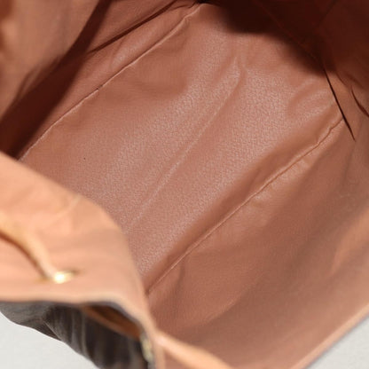 Celine Vintage Drawstring Flap Backpack Macadam Coated Canvas, BROWN, CANVAS, Backpack