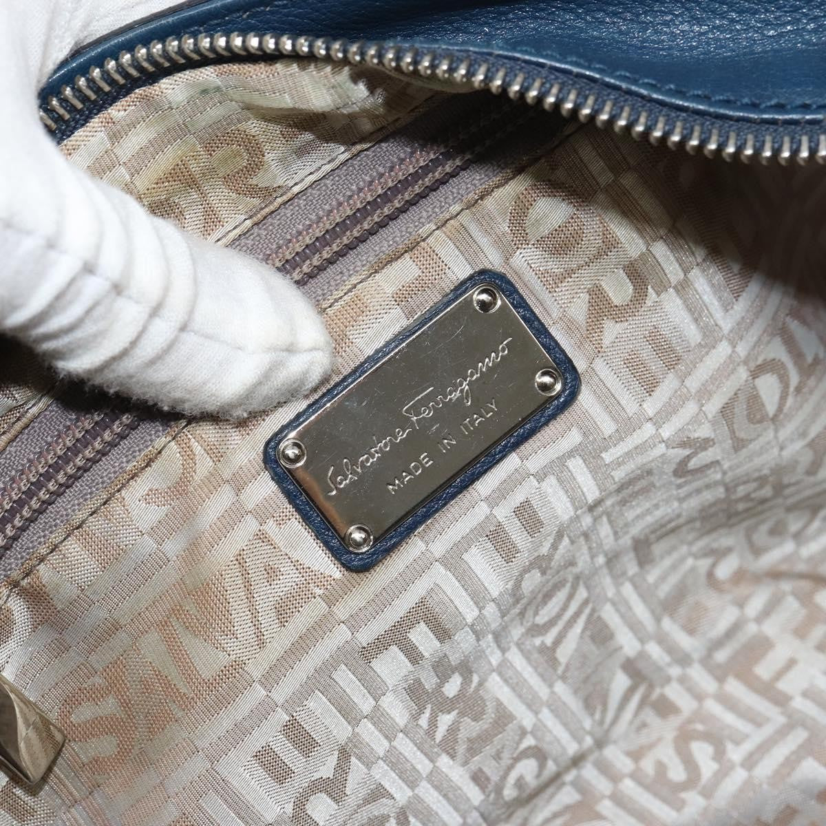 Salvatore Ferragamo Gancini handbag Leather, BLUE, LEATHER, Handbag