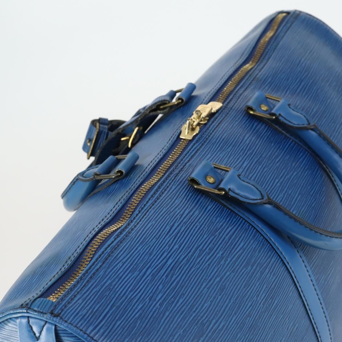 Louis Vuitton Keepall Bag Epi Leather, BLUE, LEATHER, Travel bag