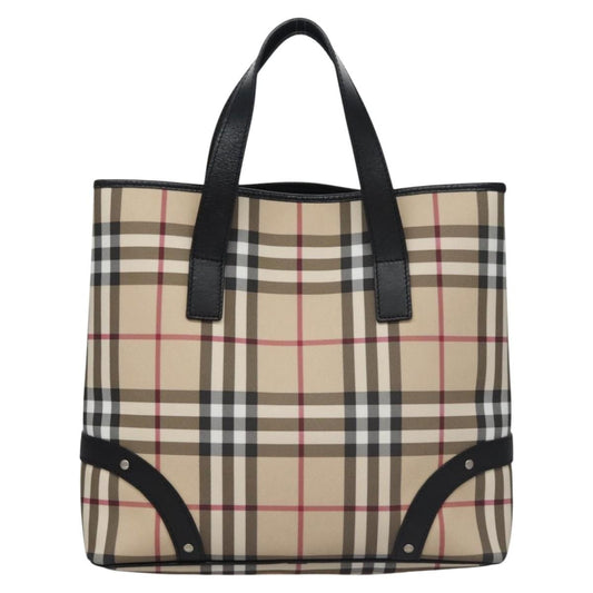 Burberry Vintage Open Tote Coated Canvas with Studded Leather, BEIGE, CANVAS, Tote bag