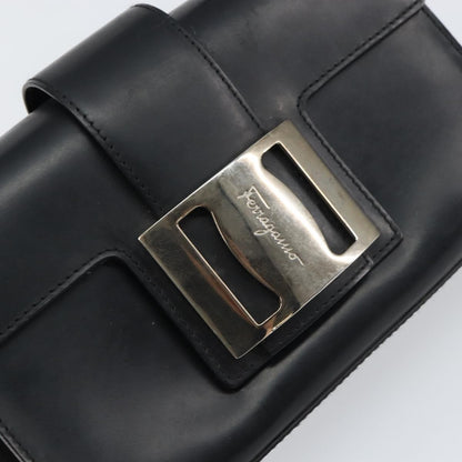 Salvatore Ferragamo Vala Handbag Leather, BLACK, LEATHER, Handbag