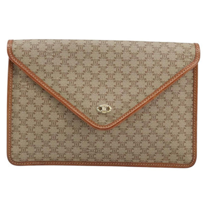 Celine Macadam Pochette Canvas and Leather, BEIGE, CANVAS, Clutche & pouche