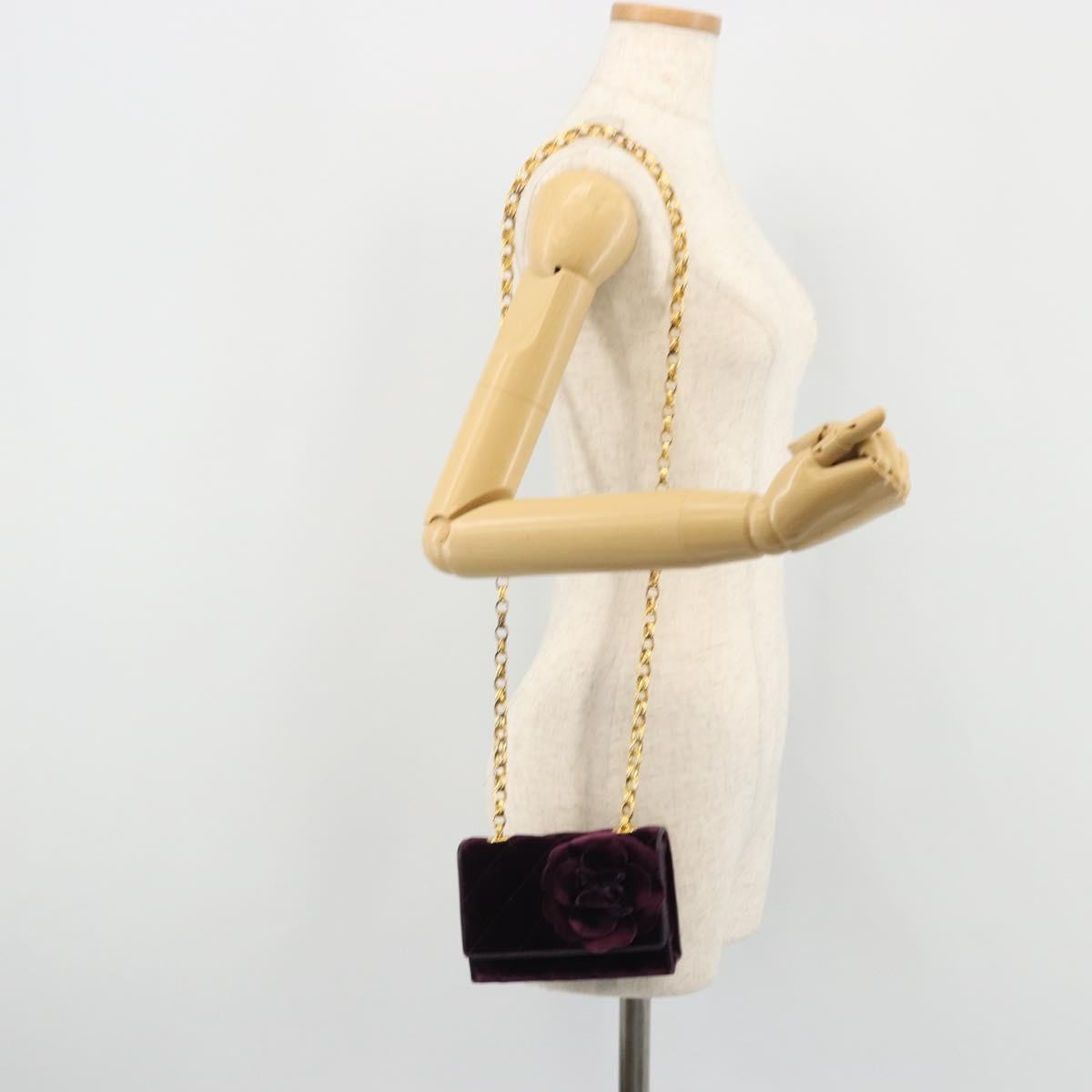 Chanel Wallet on Chain Quilted Velvet, Purple, Velvet, Handbag