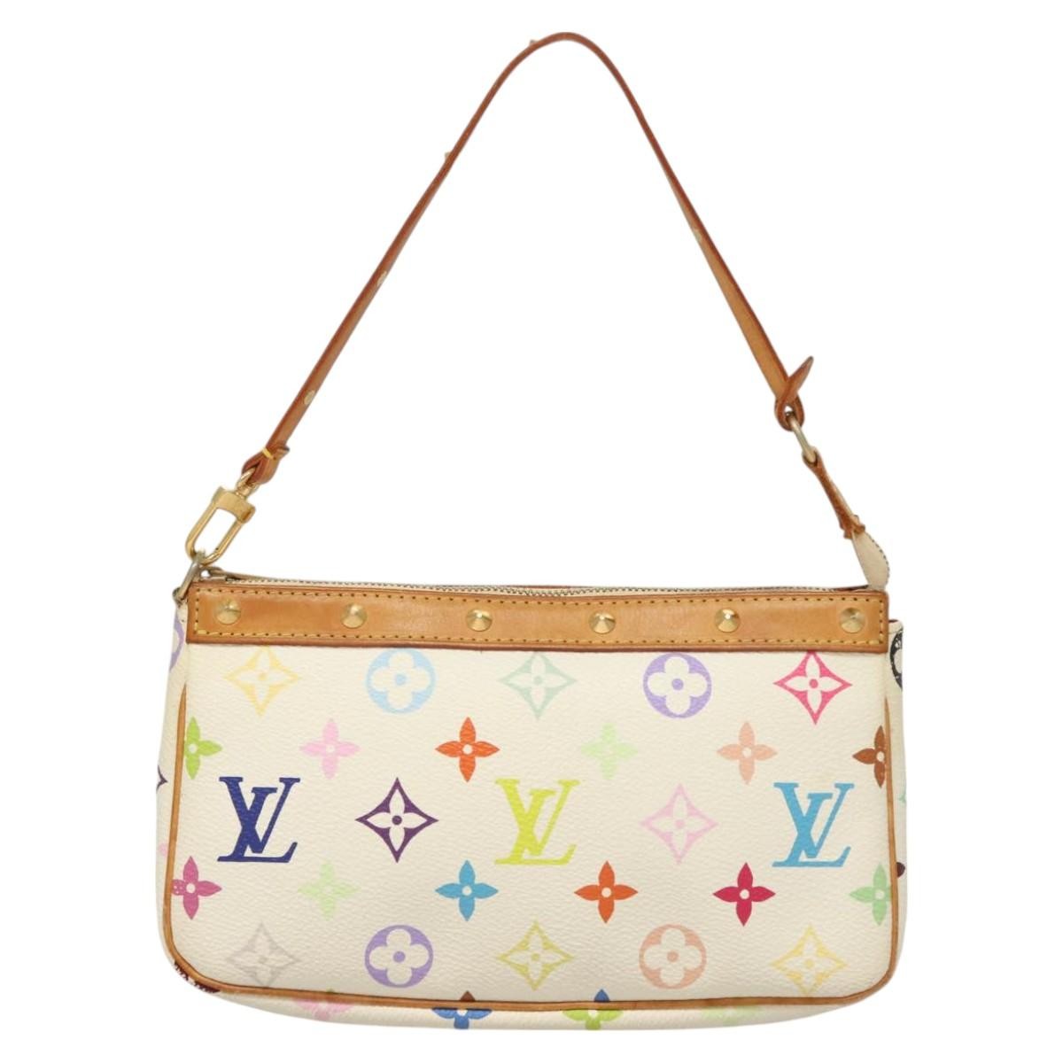 Louis Vuitton Pochette Accessoires Monogram Multicolor, WHITE, CANVAS, Clutche & pouche