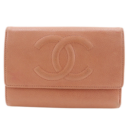 Chanel CC Trifold Flap Wallet Leather, PINK, LEATHER, Wallets
