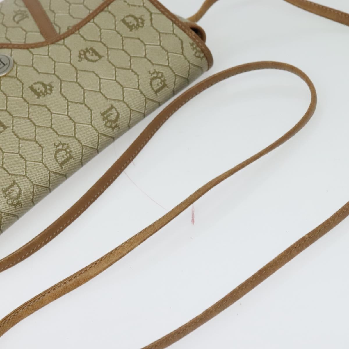Christian Dior Vintage Honeycomb Flap Crossbody Bag Canvas and Leather, BEIGE, CANVAS, Crossbody bag