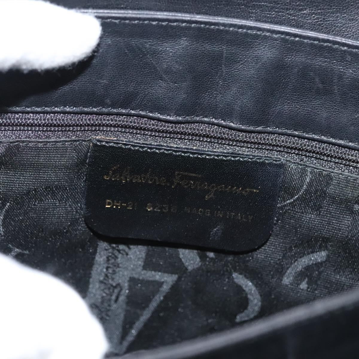 Salvatore Ferragamo Flap Handbag Leather, BLACK, LEATHER, Handbag