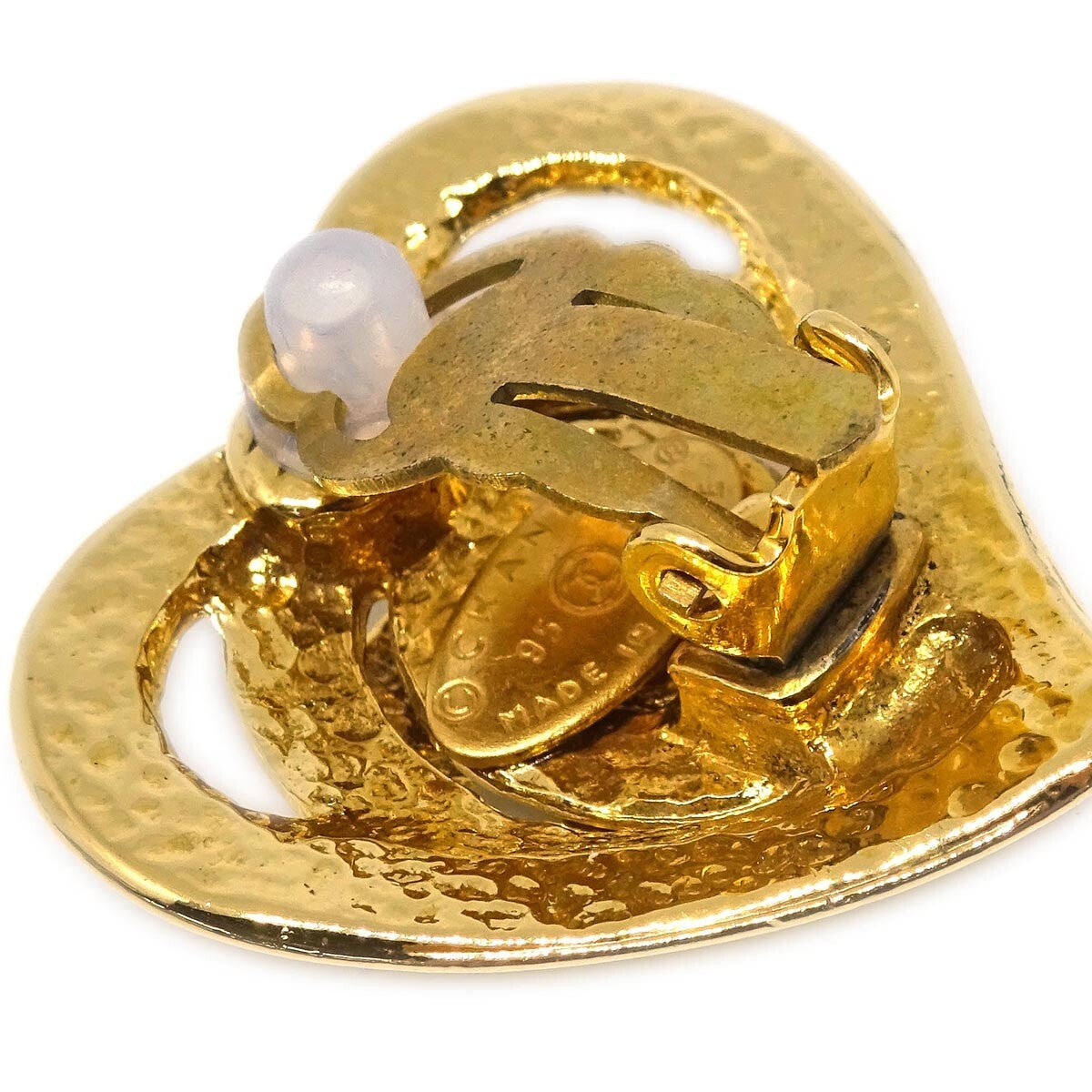 Chanel CC Heart Pendant Metal, GOLD, GOLD_PLATED, Earrings