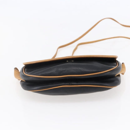Celine Flap Shoulder Bag Leather, BLACK, LEATHER, Shoulder bag