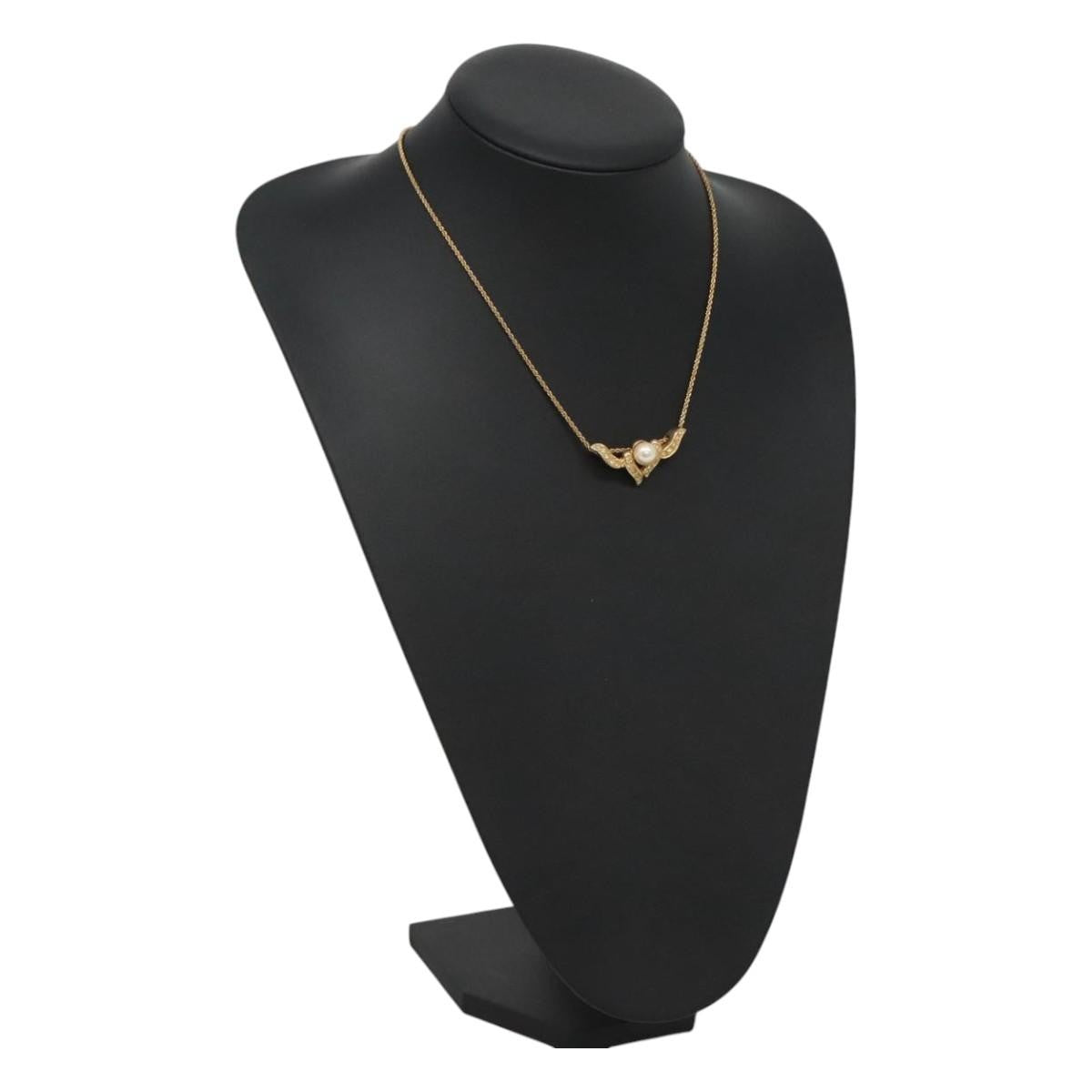Christian Dior Collar Necklace Metal with Faux Pearls, GOLD, METAL, Necklace