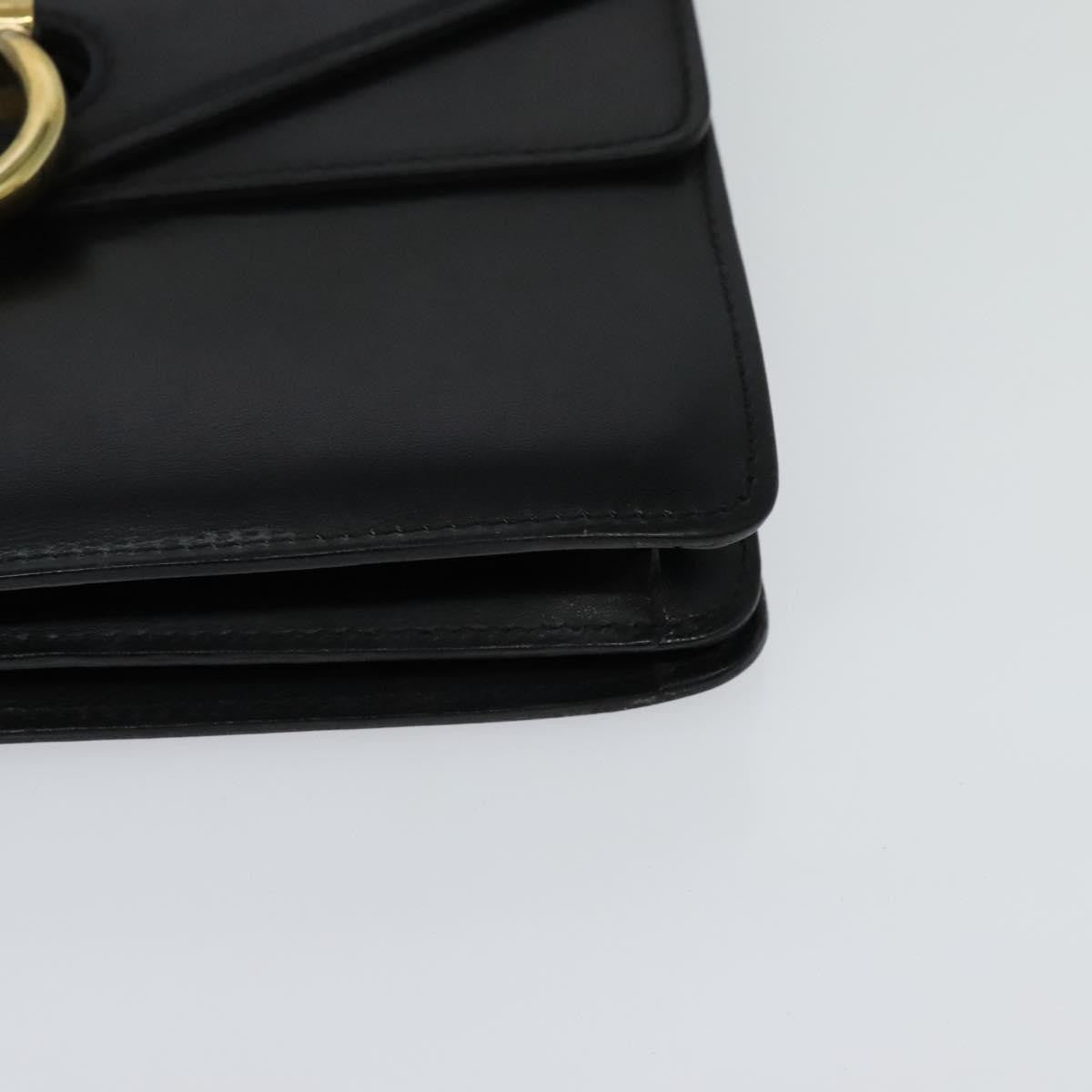 Celine Gancini Handbag Leather, BLACK, LEATHER, Handbag