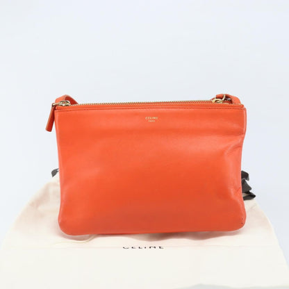 Celine Trio Crossbody Bag Leather, ORANGE, LEATHER, Shoulder bag
