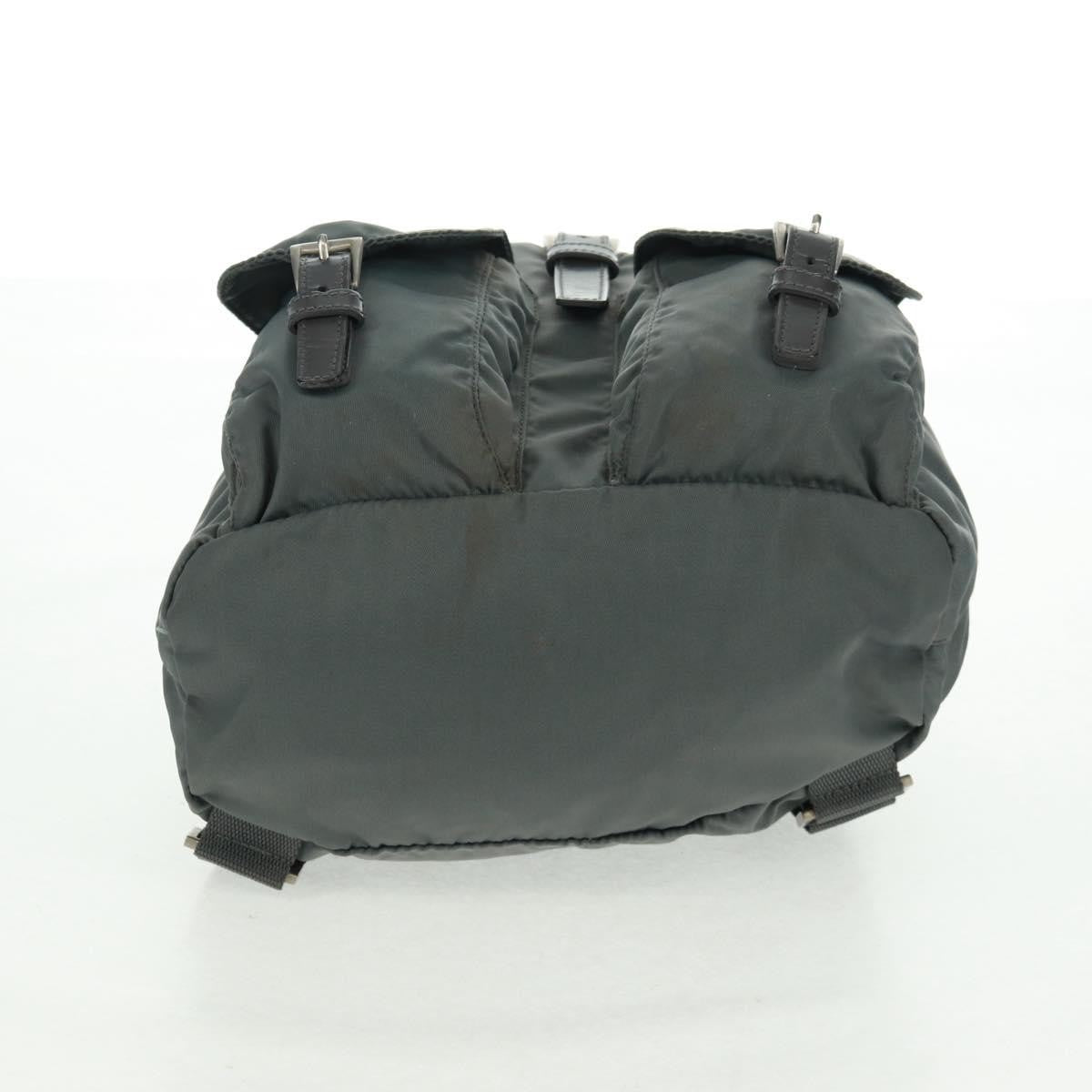 Prada Vela Double Front Pocket Backpack Tessuto with Saffiano Leather, GRAY, NYLON, Backpack