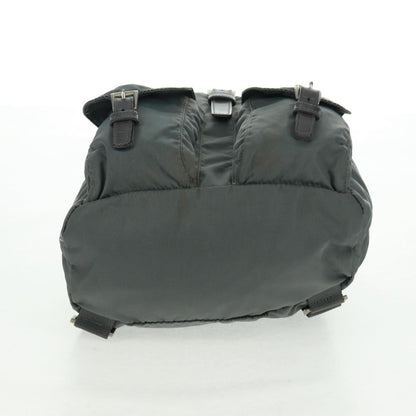 Prada Vela Double Front Pocket Backpack Tessuto with Saffiano Leather, GRAY, NYLON, Backpack