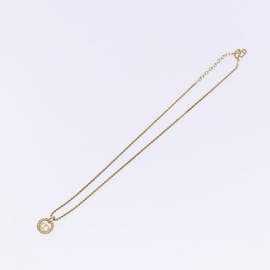 Christian Dior CD Round Pendant Necklace Metal, GOLD, METAL, Necklace