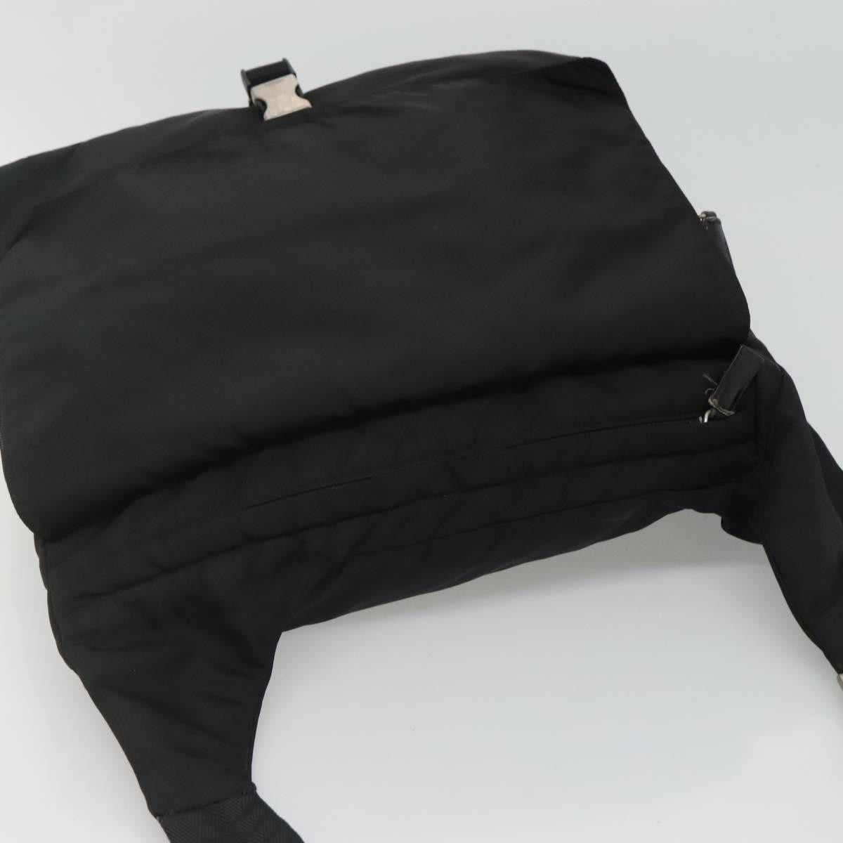 Prada Vintage Flap Messenger Bag Tessuto, BLACK, NYLON, Shoulder bag