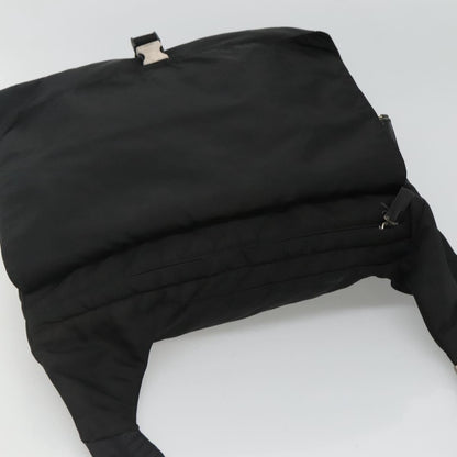 Prada Vintage Flap Messenger Bag Tessuto, BLACK, NYLON, Shoulder bag