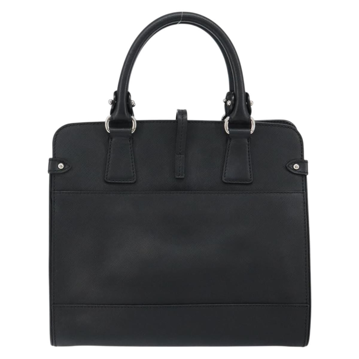 Salvatore Ferragamo Gancini handbag Leather, BLACK, LEATHER, Handbag