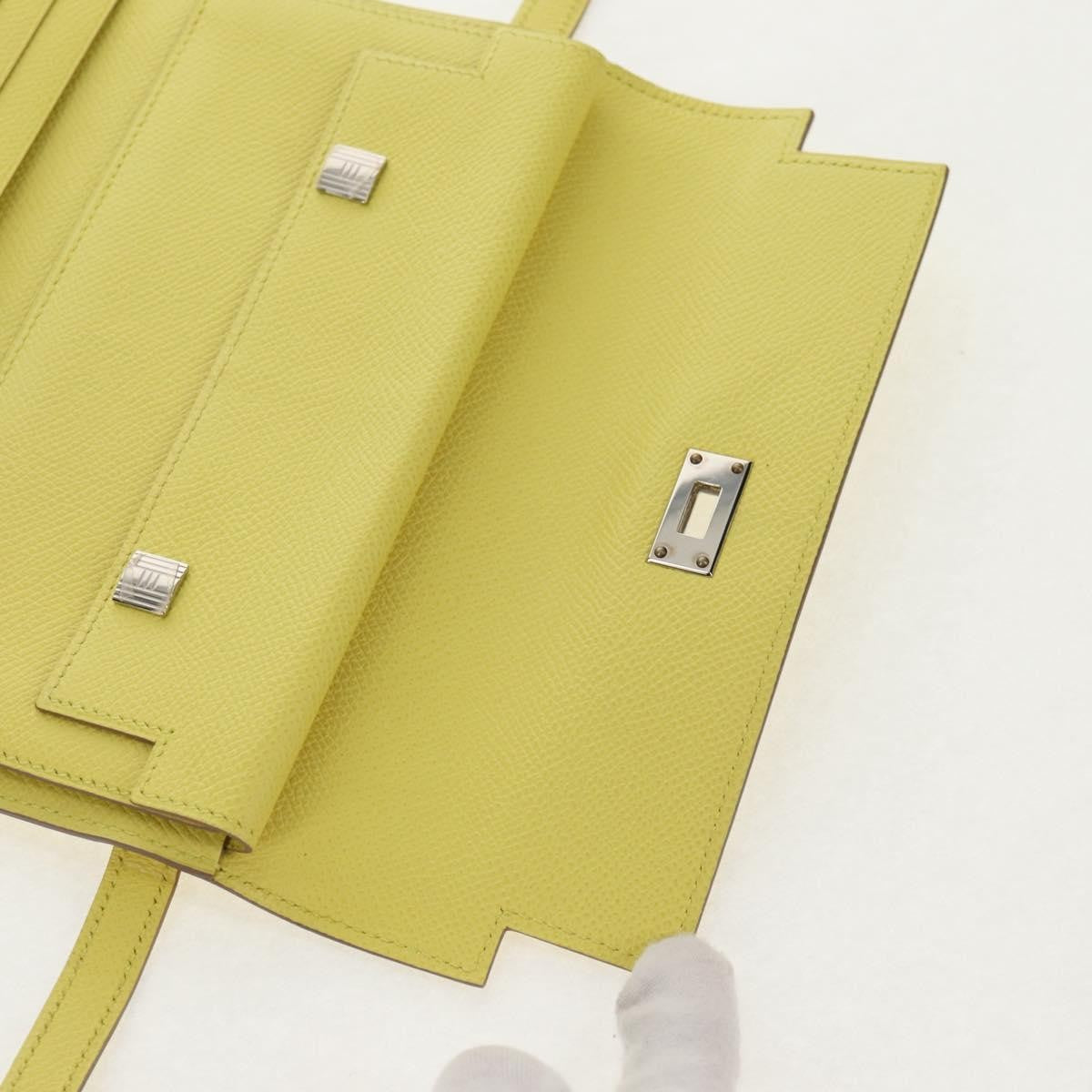 Hermes Kelly Wallet Epsom, YELLOW, LEATHER, Wallets