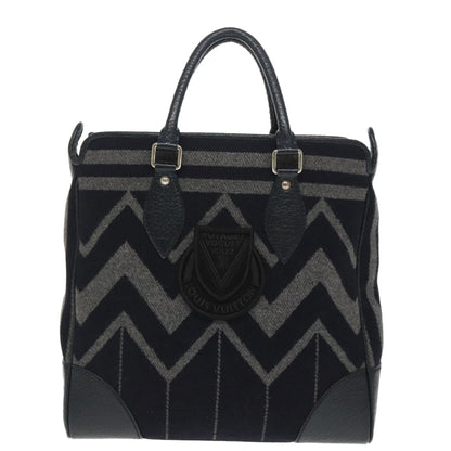 Louis Vuitton Vail Blanket Cabas Wool with Leather, NAVY, WOOL, Tote bag