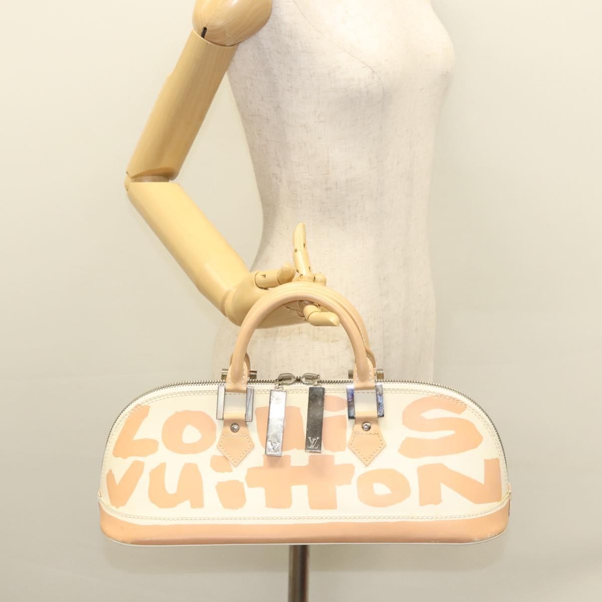 Louis Vuitton Alma Handbag Limited Edition Graffiti Leather, WHITE, CANVAS, Handbag