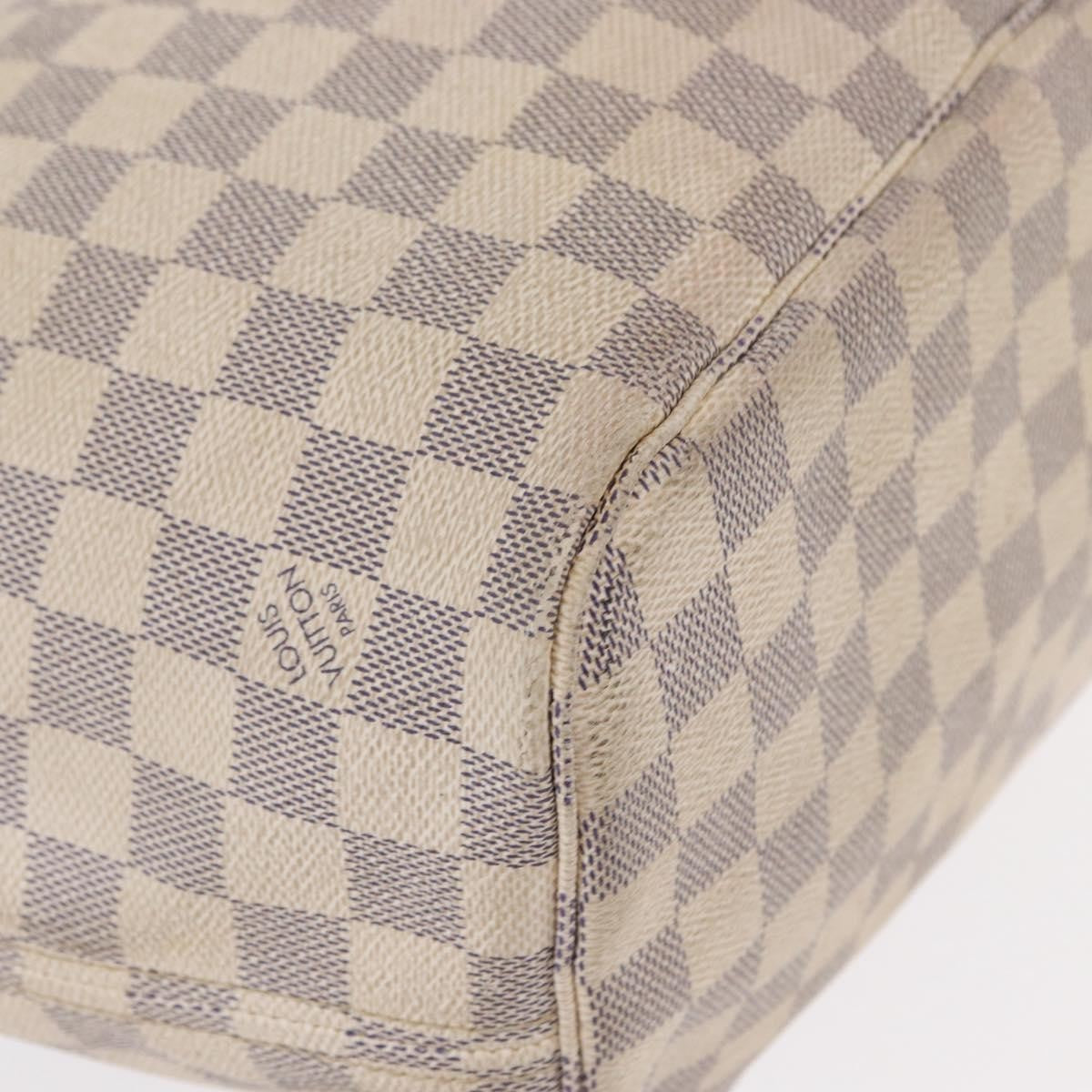 Louis Vuitton Neverfull Tote Damier, WHITE, CANVAS, Tote bag