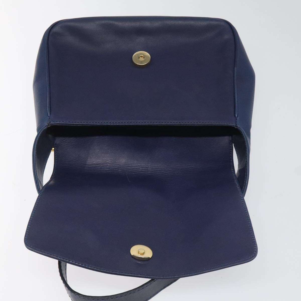 Celine Vintage Circle Logo Crossbody Bag Leather, BLUE, LEATHER, Crossbody bag