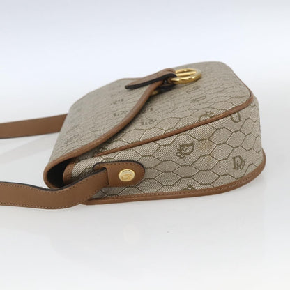 Christian Dior Vintage Honeycomb Shoulder Bag Canvas and Leather, BEIGE, CANVAS, Shoulder bag