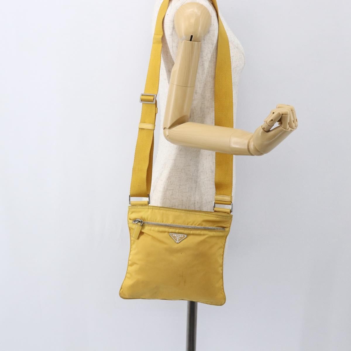Prada Front Pocket Messenger Bag Tessuto, YELLOW, NYLON, Shoulder bag