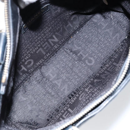 Chanel Chocolate Bar CC Tote Quilted Leather, BLACK, LEATHER, Tote bag