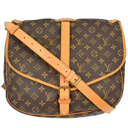 Louis Vuitton Saumur Handbag Monogram Canvas, Brown, Canvas, Shoulder Bag