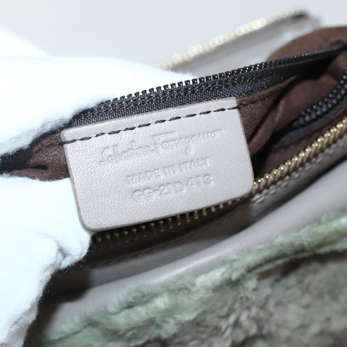 Salvatore Ferragamo Vala Leather, BEIGE, LEATHER, Handbag