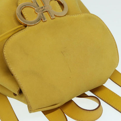 Salvatore Ferragamo Gancini Flap Drawstring Backpack Suede, YELLOW, SUEDE, Backpack