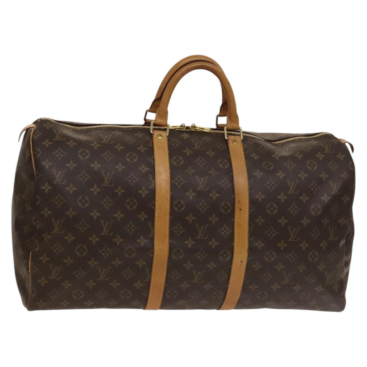 Louis Vuitton Keepall Bag Monogram Canvas, BROWN, CANVAS, Travel bag