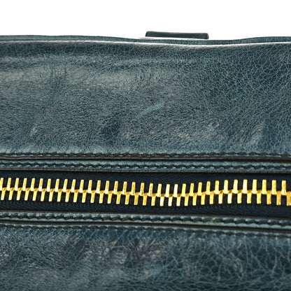 Prada Convertible Bauletto Bag Vitello Shine, BLUE, LEATHER, Handbag