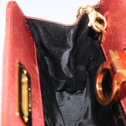 Salvatore Ferragamo Vintage Gancini Chain Shoulder Bag Nylon, RED, NYLON, Shoulder bag
