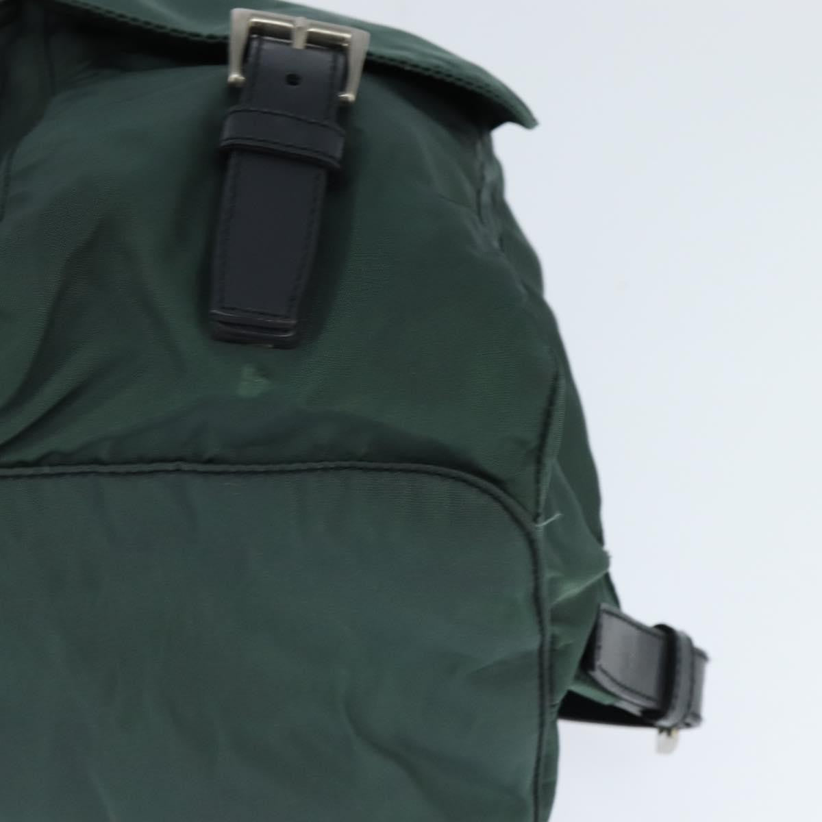 Prada Vela Double Front Pocket Backpack Tessuto with Saffiano Leather, Khaki, Nylon, Backpack