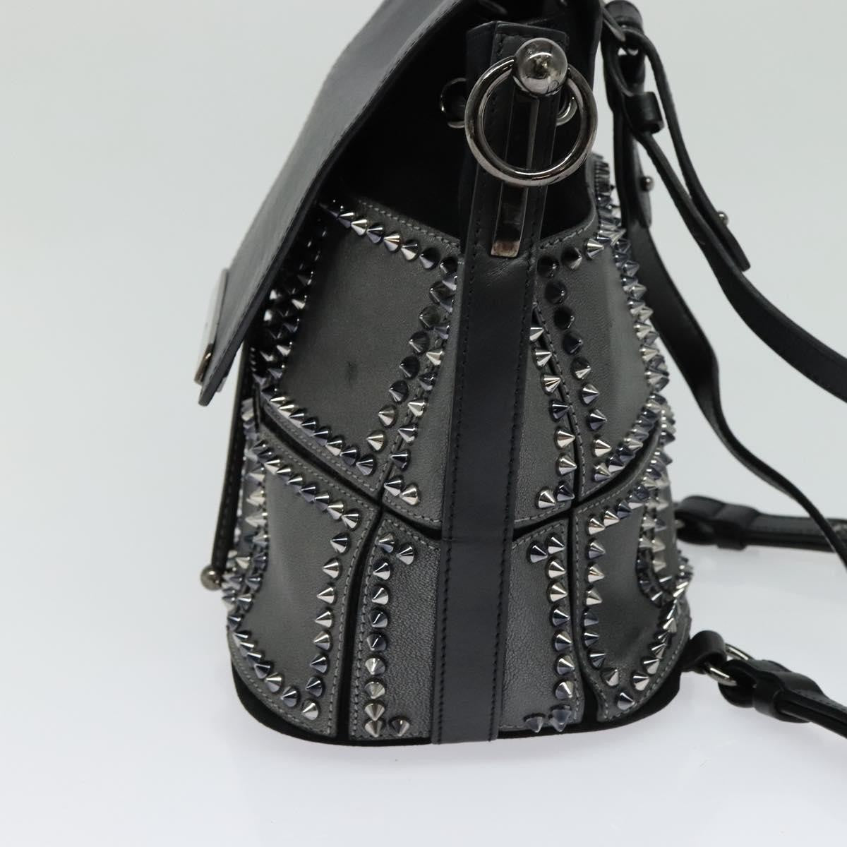 Christian Louboutin Lucky L Convertible Backpack Spiked Leather and Suede, BLACK, LEATHER, Backpack