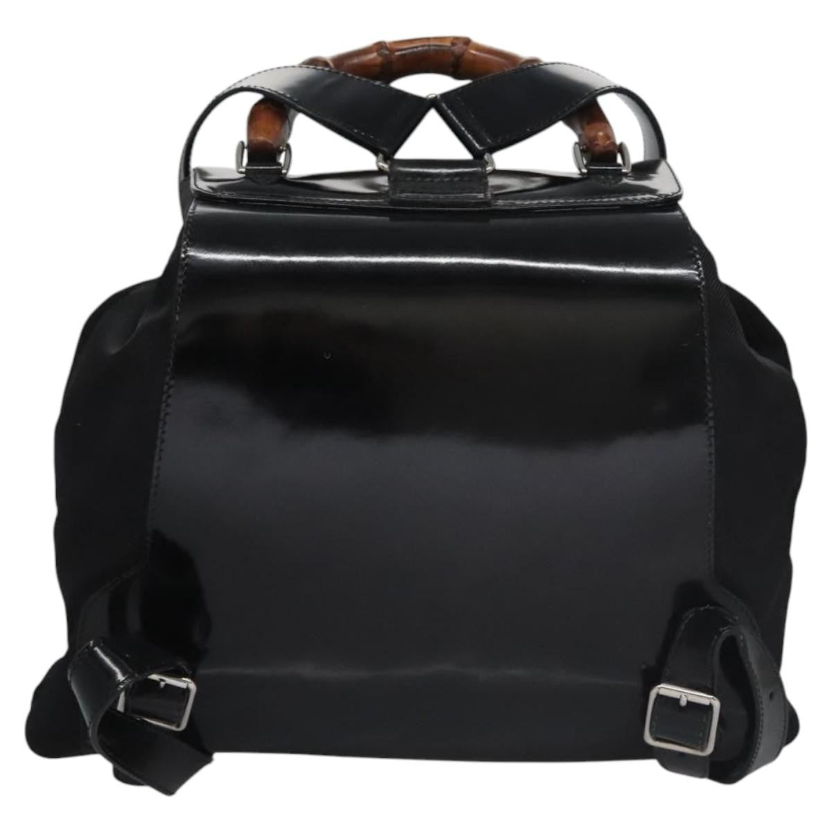 Gucci Vintage Bamboo Backpack Patent, BLACK, PATENT_LEATHER, Backpack
