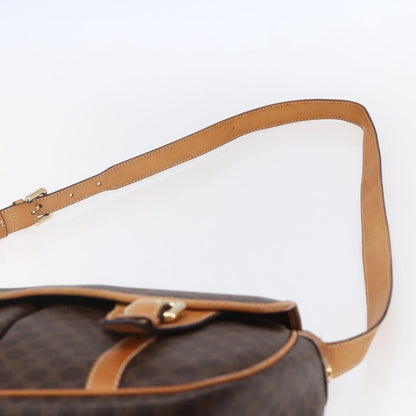 Celine Vintage Macadam Shoulder Bag Canvas and Leather, BROWN, CANVAS, Shoulder bag