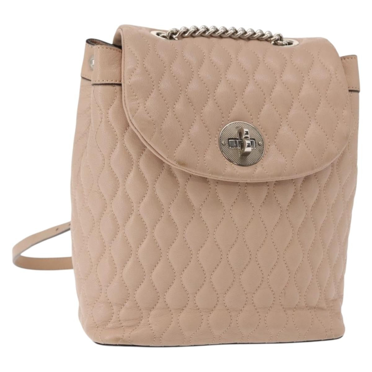 Bally Vintage Backpack Quilted Leather, Pink, Leather, Backpack