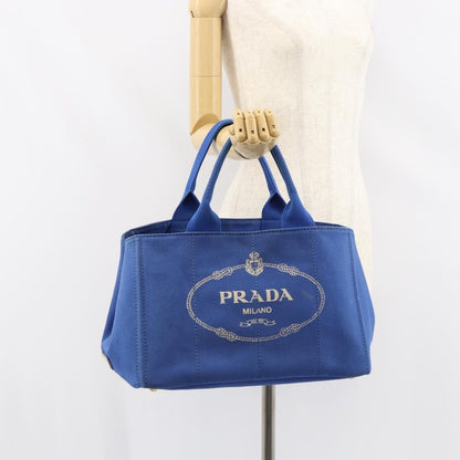 Prada Canapa Open Tote Canvas, BLUE, CANVAS, Tote bag