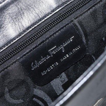 Salvatore Ferragamo Vala Shoulder Bag Leather, BLACK, LEATHER, Tote bag