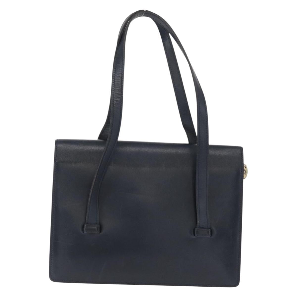 Christian Dior Vintage Handbag Leather, NAVY, LEATHER, Handbag