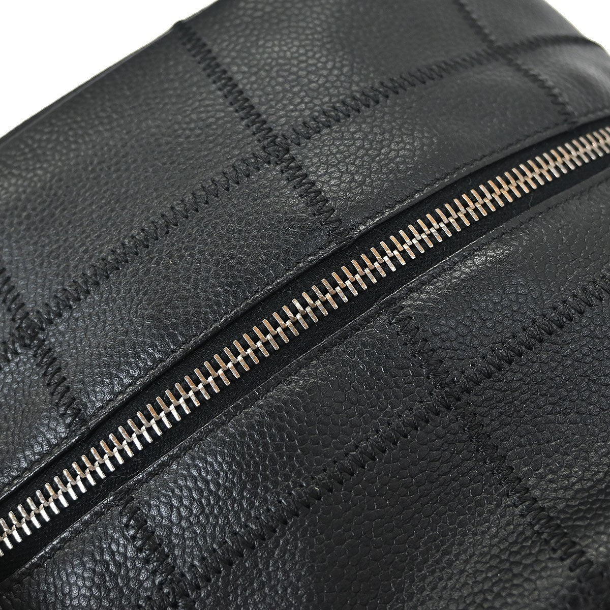Chanel Square Stitch Bowler Bag Quilted Caviar, Black, Leather, Shoulder Bag