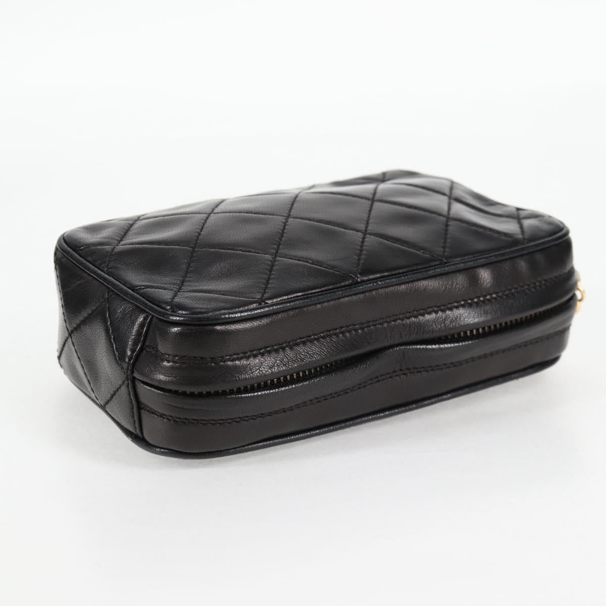 Chanel Vintage Diamond CC Camera Bag Quilted Lambskin, Black, Leather, Clutch